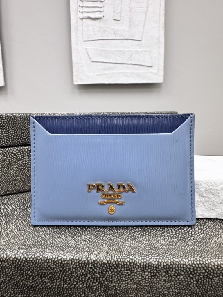 Prada Blue Leather Card Case 