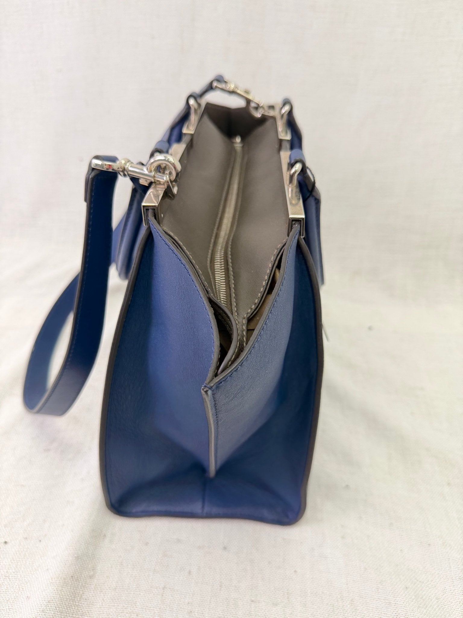 Fendi Blue Leather 3Jours 2way Tote