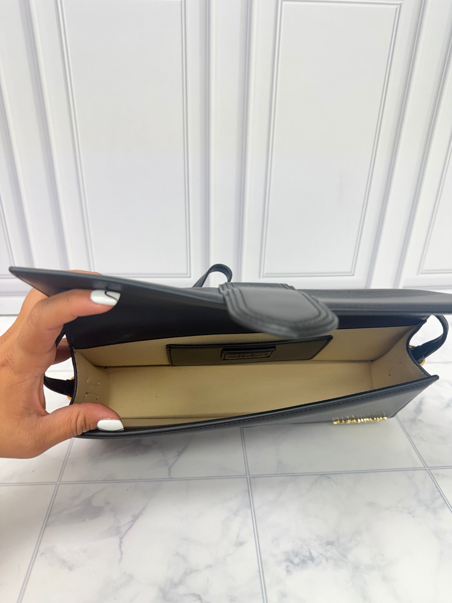 BRAND NEW - Jacquemus Black Leather Le Bambino Long Shoulder Bag