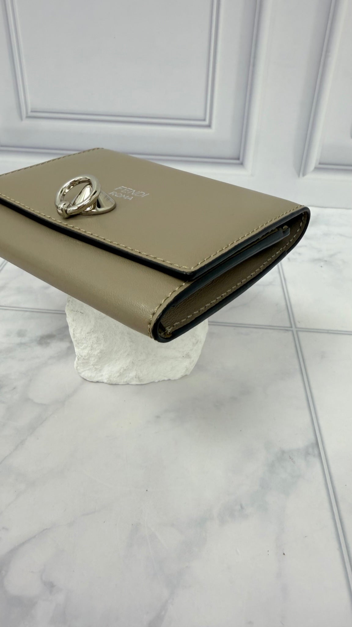 Fendi Taupe Leather By The Way Compact Wallet 