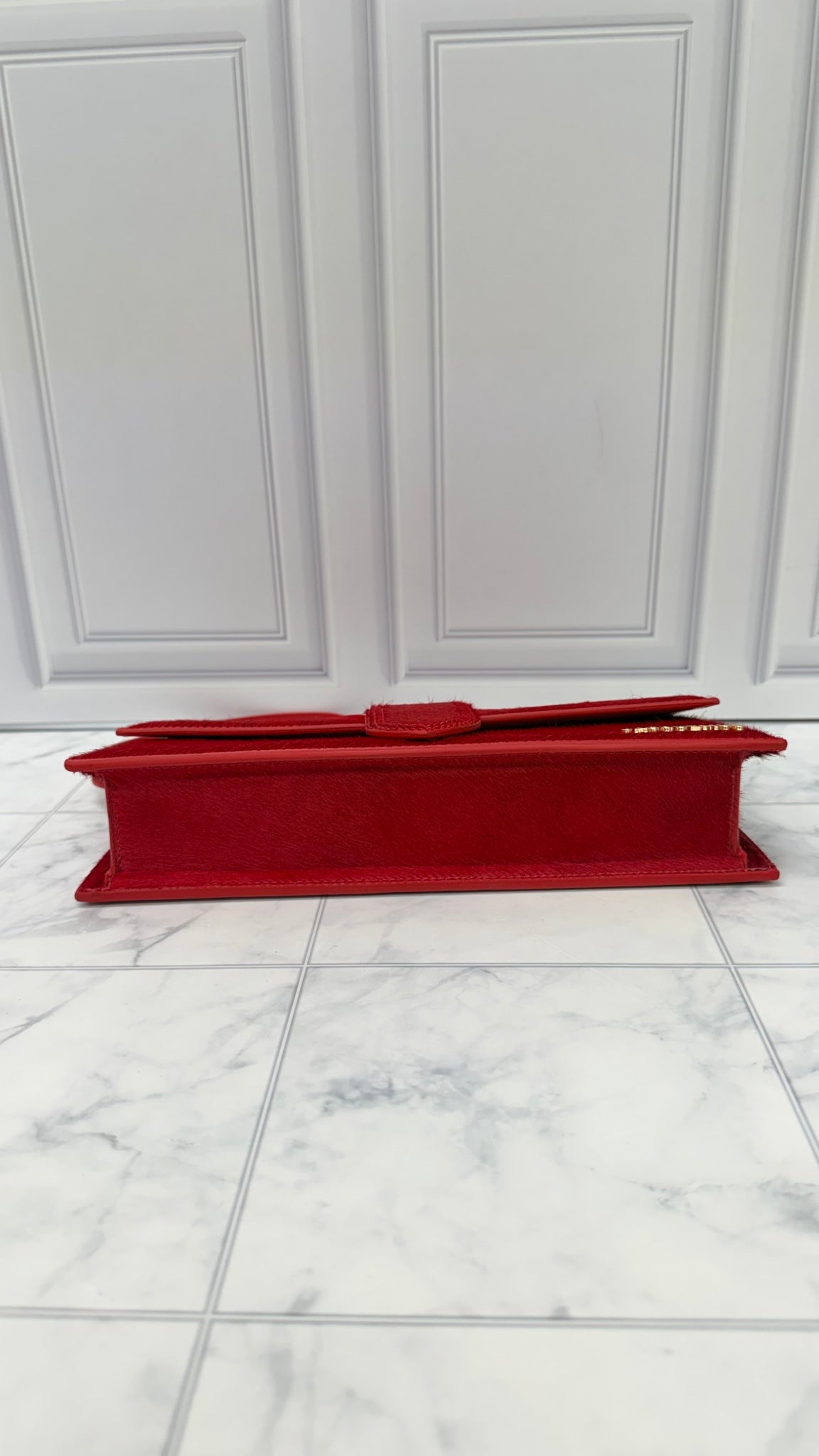 BRAND NEW - Jacquemus Red Pony Hair Le Bambino Long Shoulder Bag