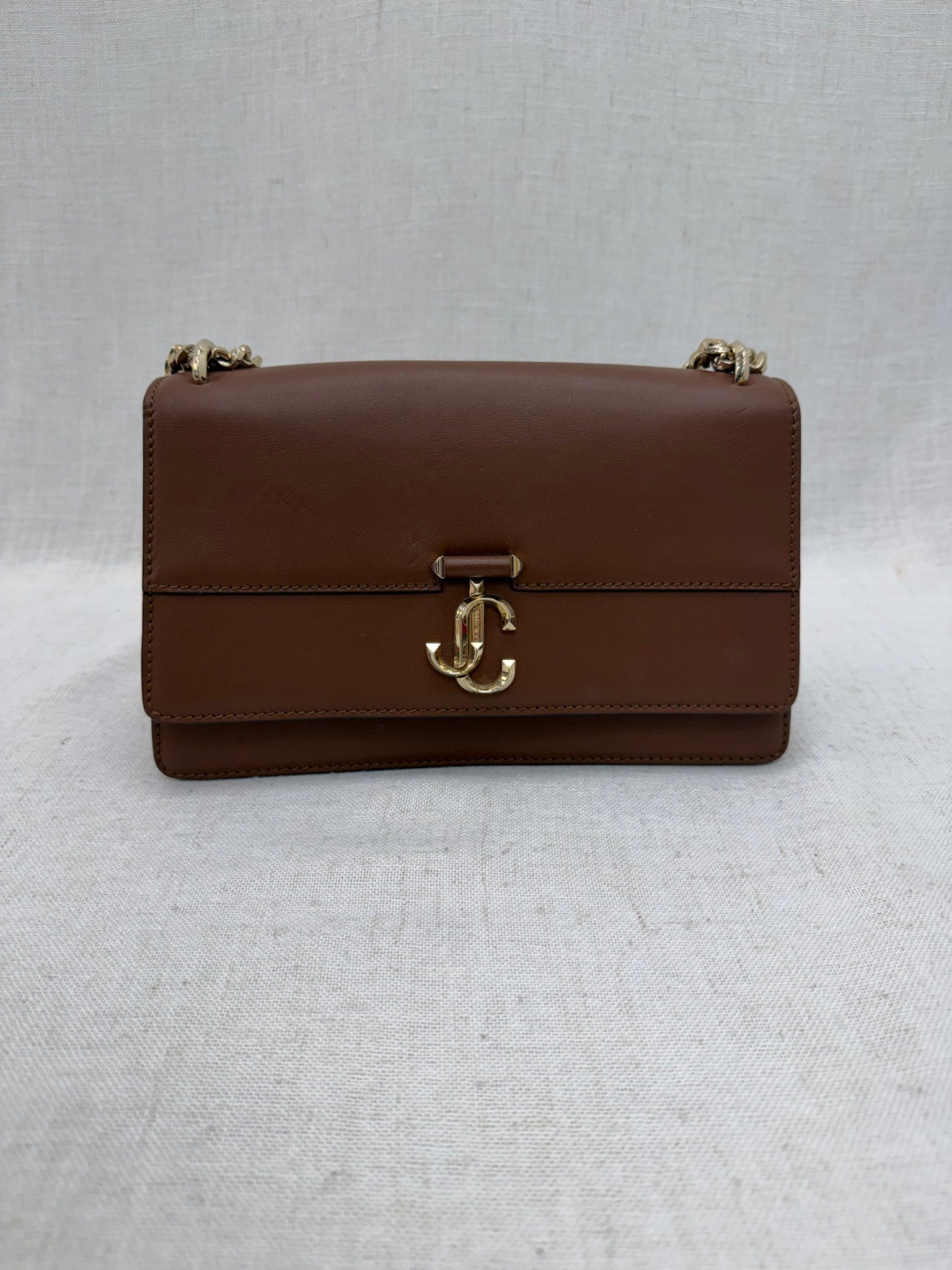 Jimmy Choo Brown Leather Chain Shoulder Bag