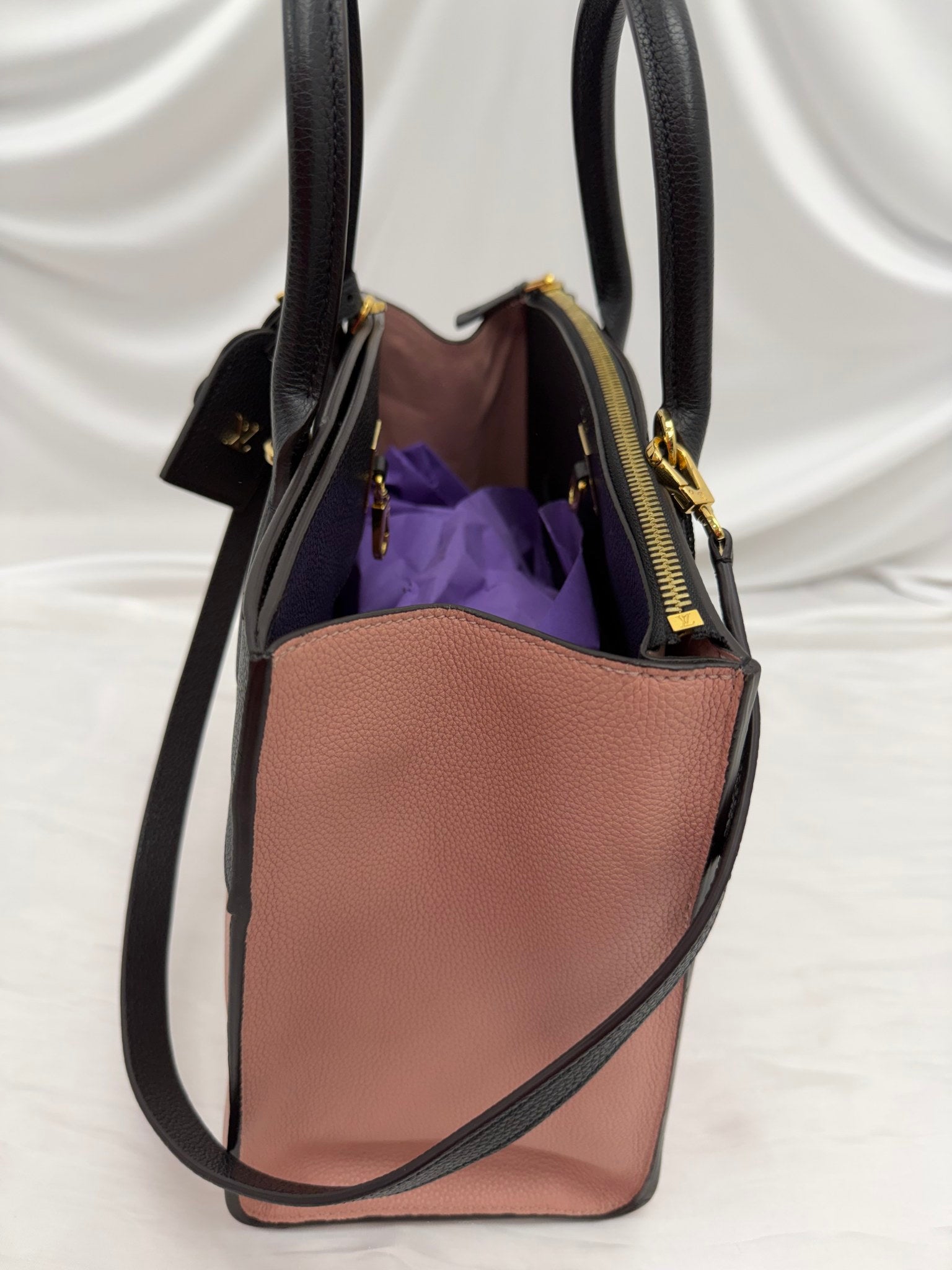 Louis Vuitton Dusty Pink & Black Taurillon Leather City Steamer PM Handbag