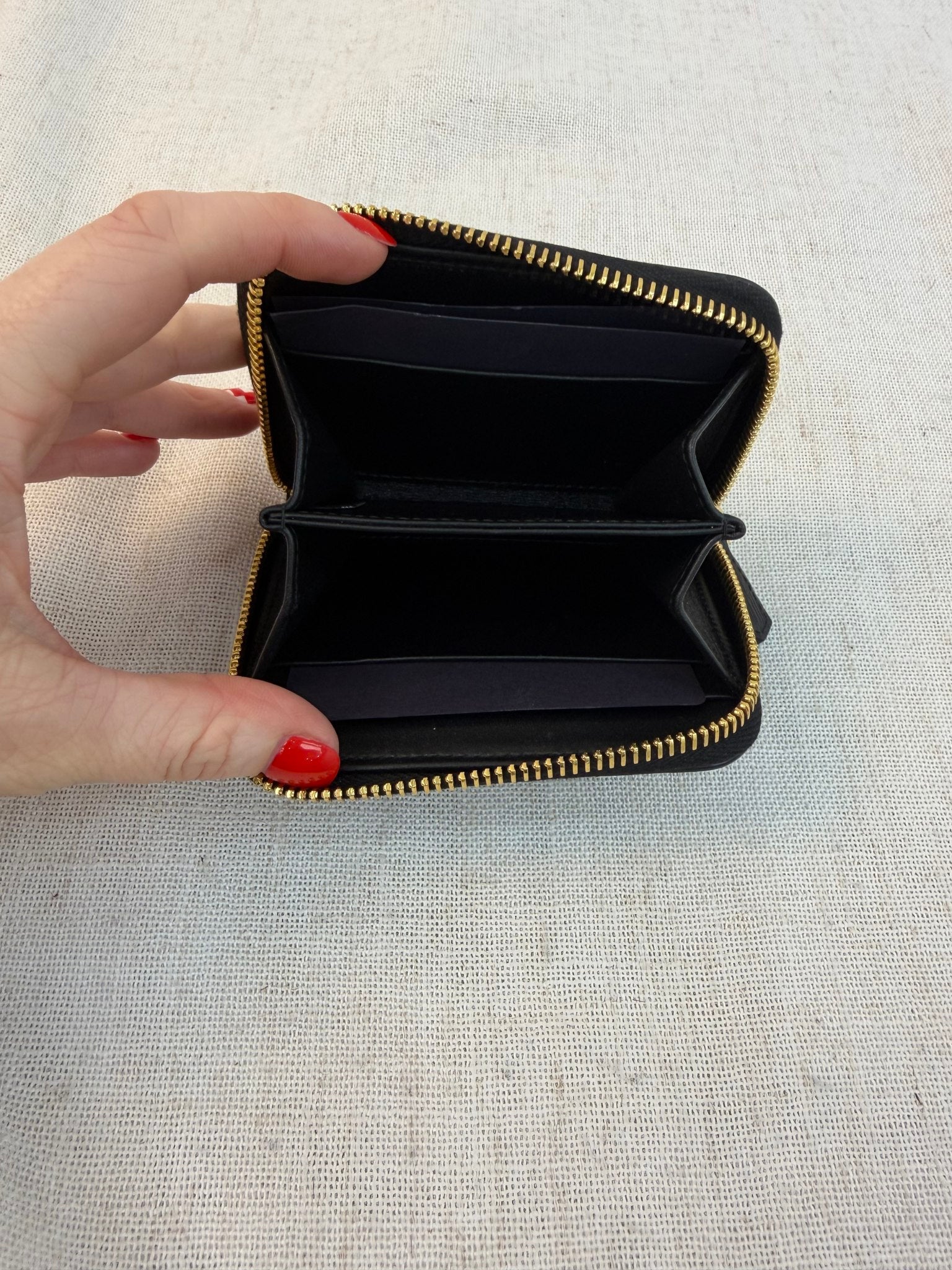 BRAND NEW-Prada Black Leather Vitello Zip Around Coin Case