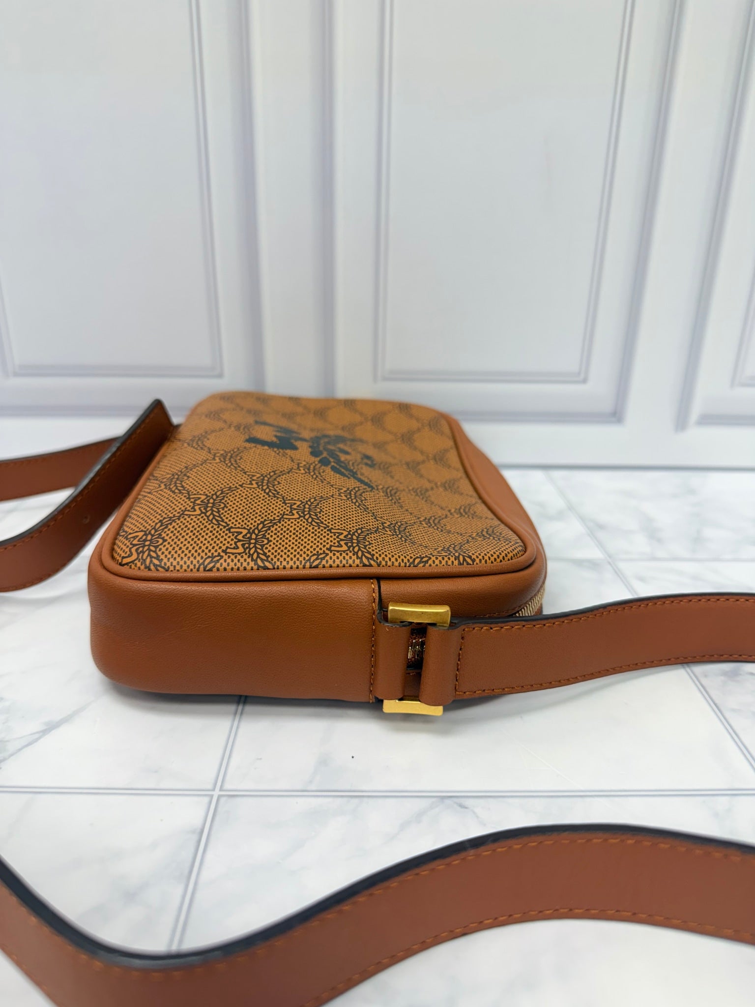 LIKE NEW - MCM Brown Coated Canvas Crossbody Bag