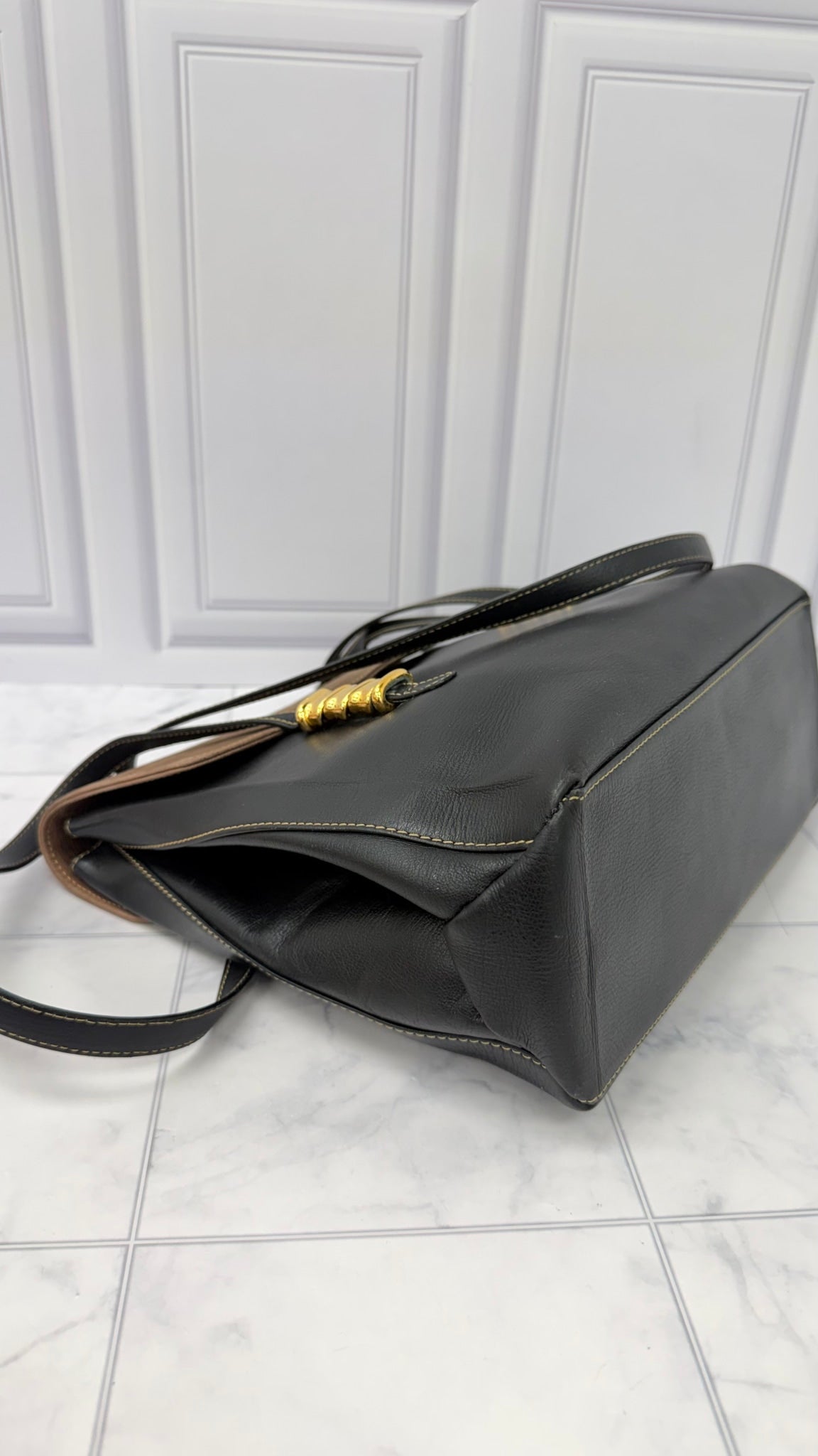 Loewe Black And Brown Leather Velazquez Twist shoulder Bag 