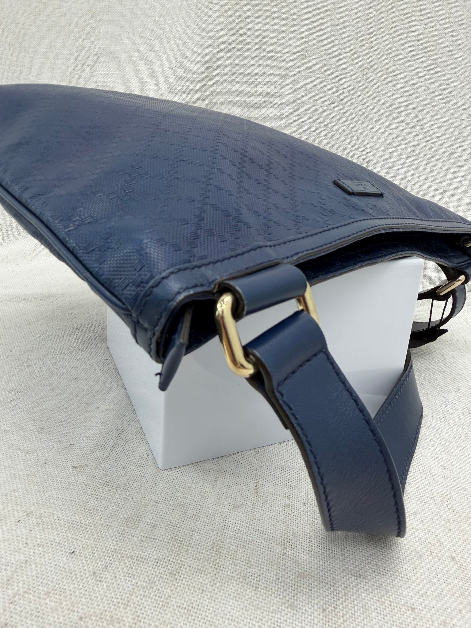 Gucci Blue Diamante Leather Messenger Bag