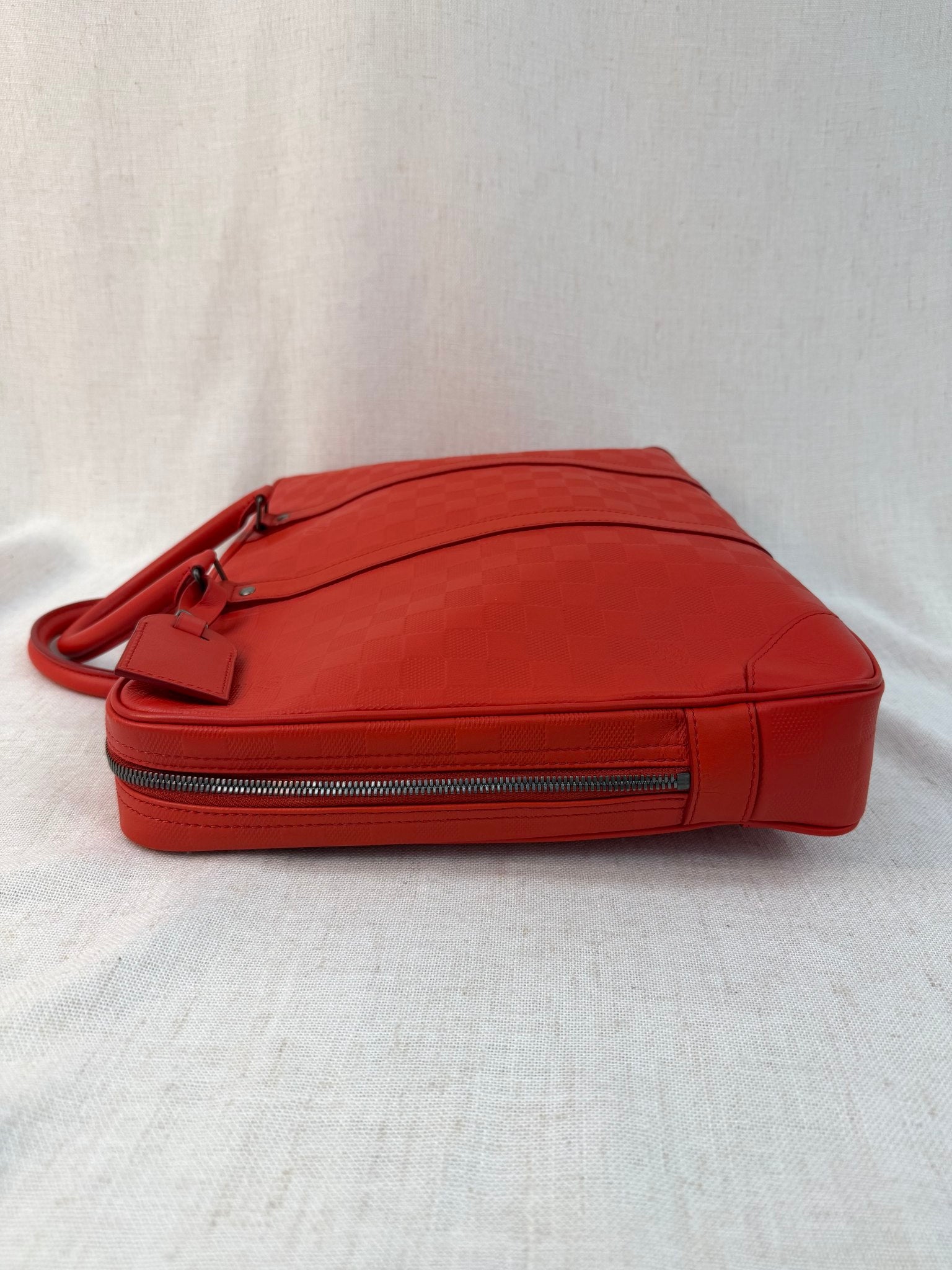 Louis Vuitton Red Leather Porte Documents Voyage Bag
