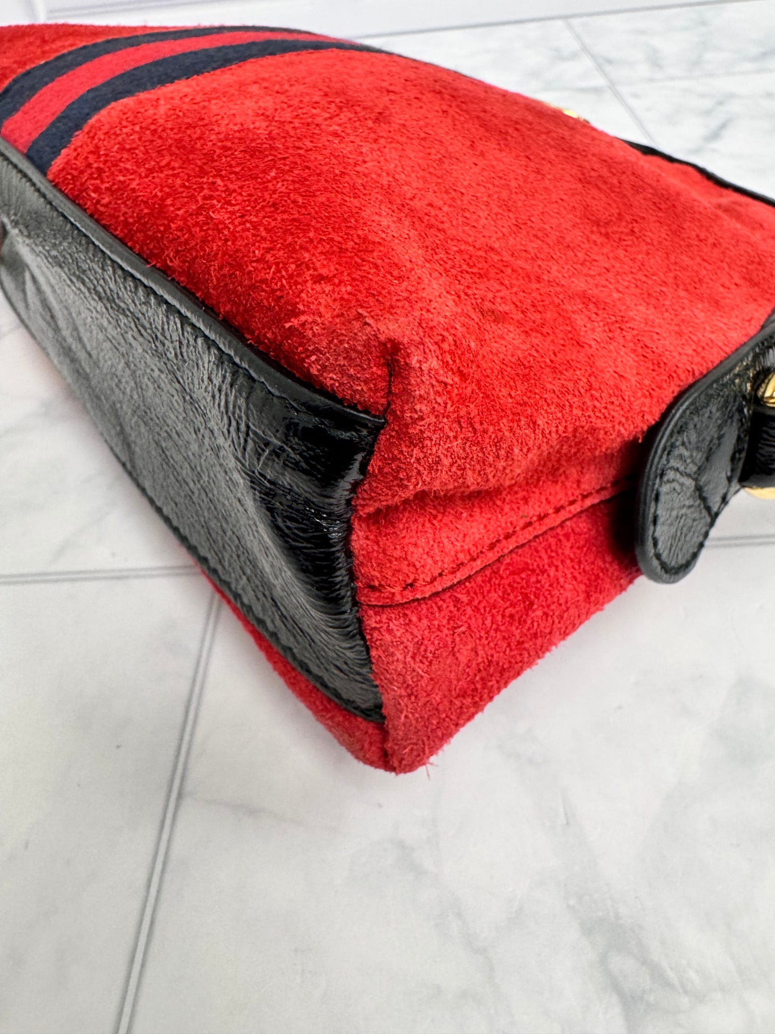 Gucci Red Suede Ophidia Dome Crossbody Bag