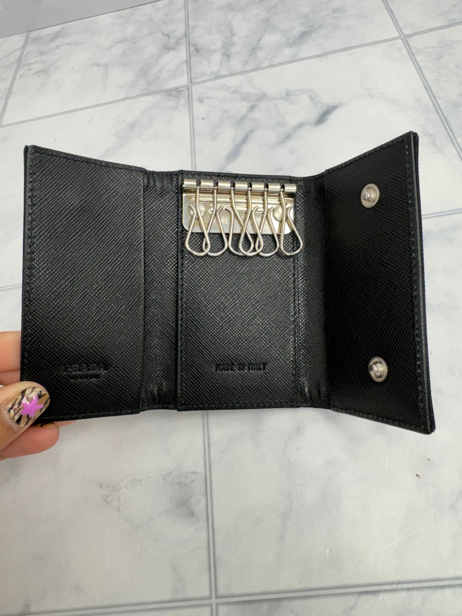 LIKE NEW - Prada Black Nylon 6 Key Case