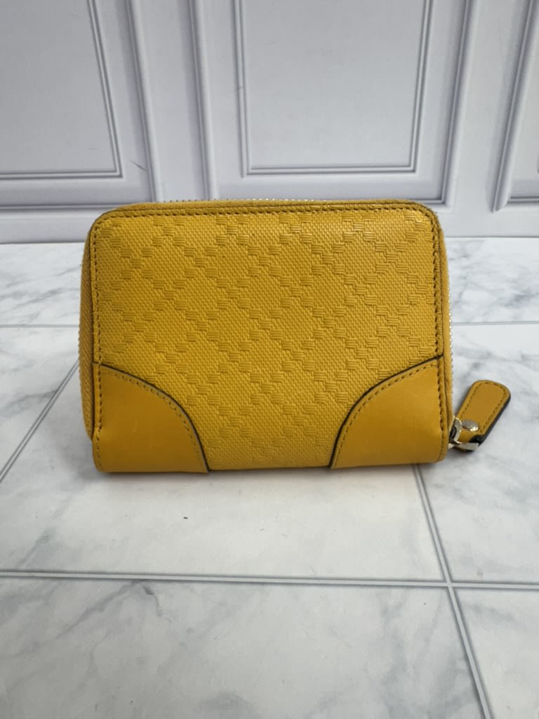 Gucci Yellow Diamante Leather Compact Zippy Wallet