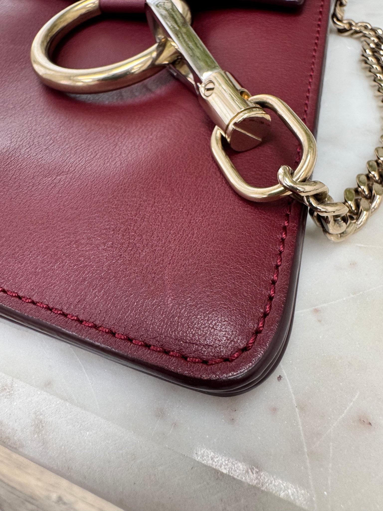 Chloe Red Smooth Leather Mini Faye Bracelet Crossbody Bag
