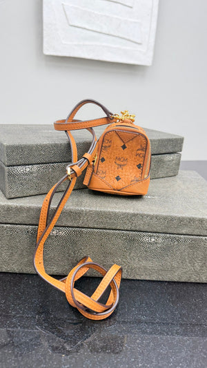 MCM Congac Visetos Coated Canvas Crossbody Bag Charm
