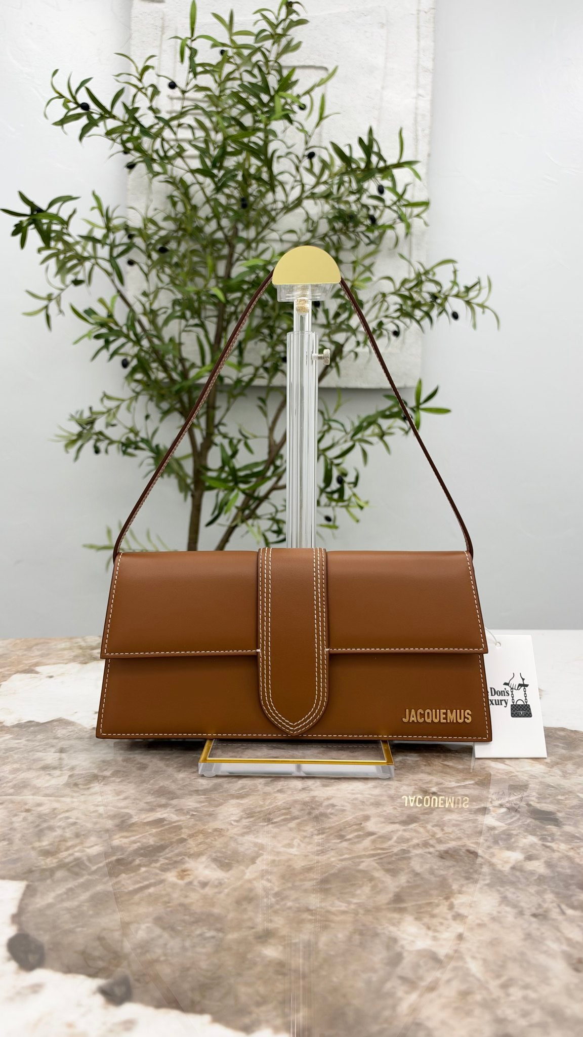 BRAND NEW - Jacquemus Brown Leather Le Bambino Long Shoulder Bag