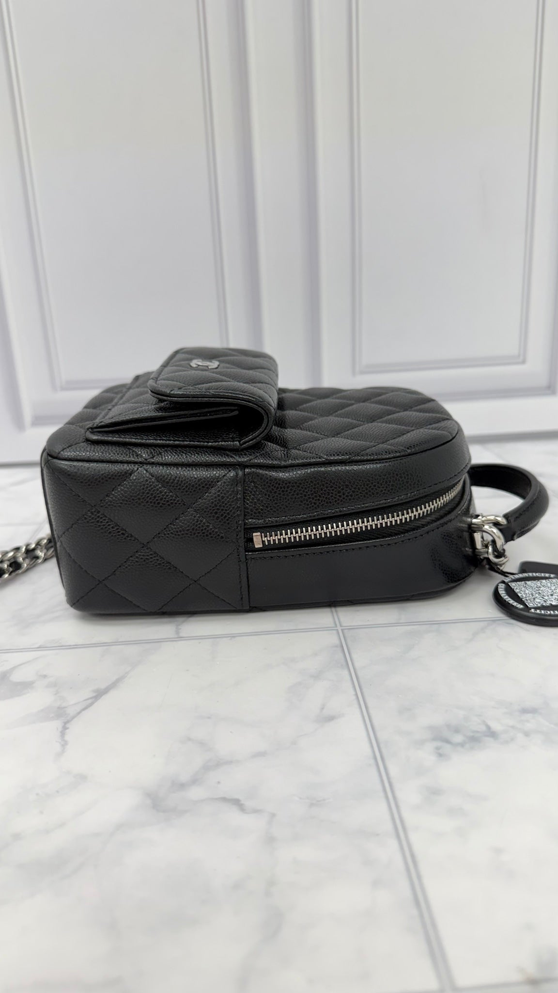Chanel Black Quilted Caviar Leather Mini Chain Backpack 