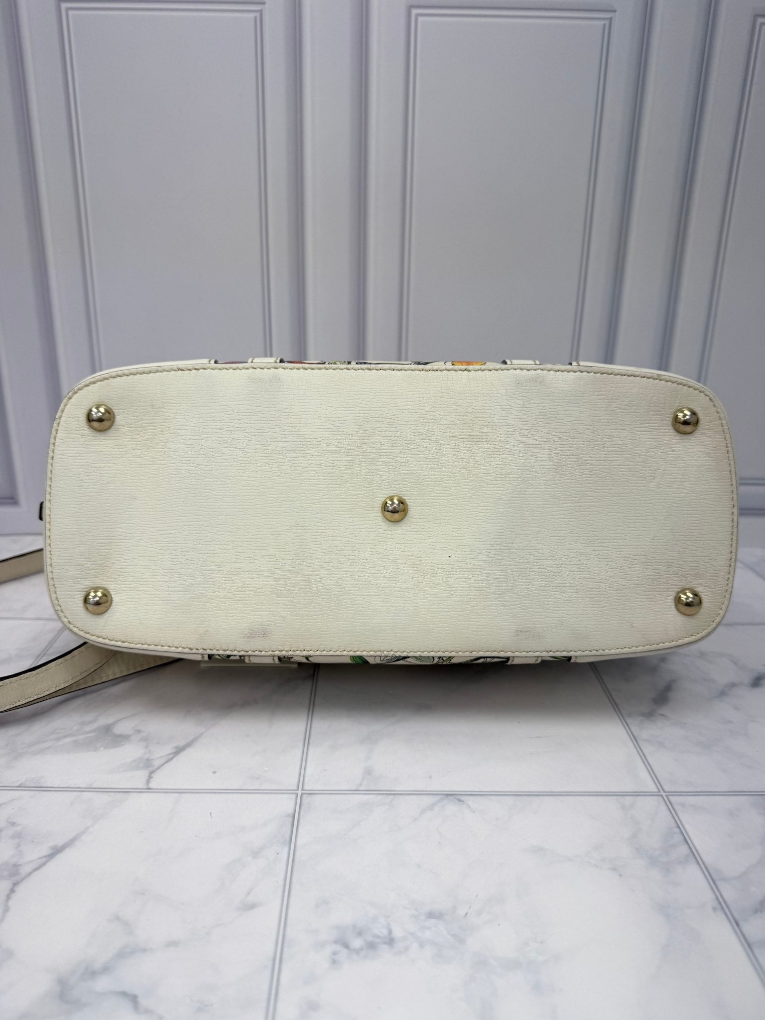 Gucci Ivory Floral Leather Dome 2Way Bag & Wallet