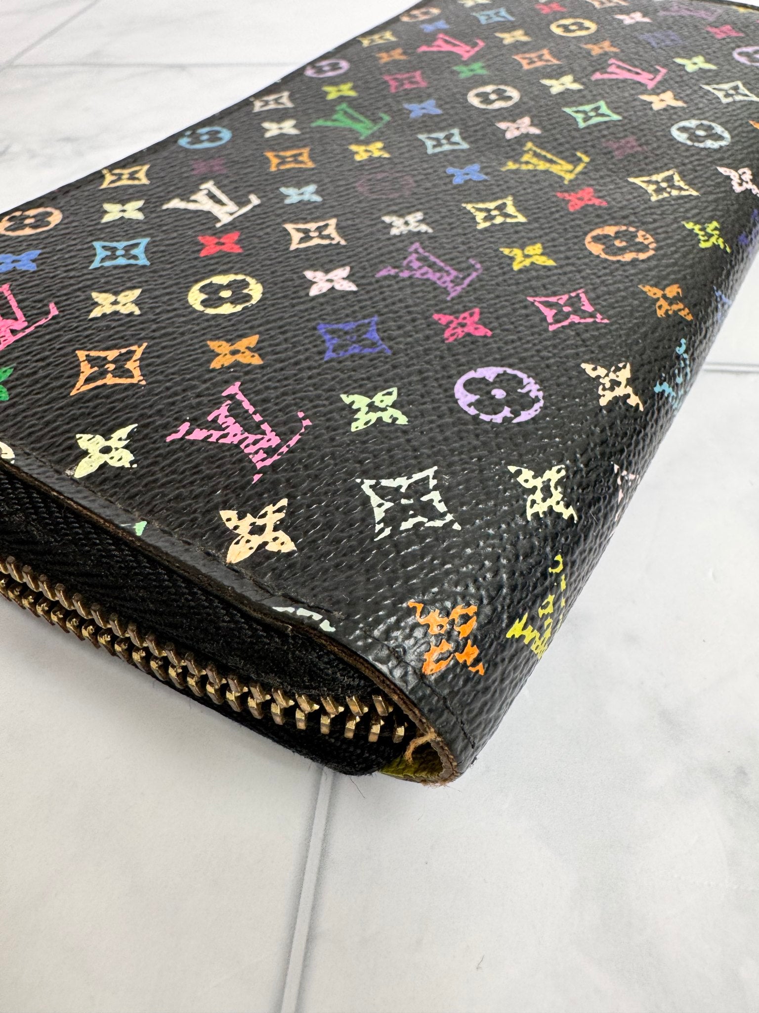 Louis Vuitton Black Murakami Long Zippy Wallet