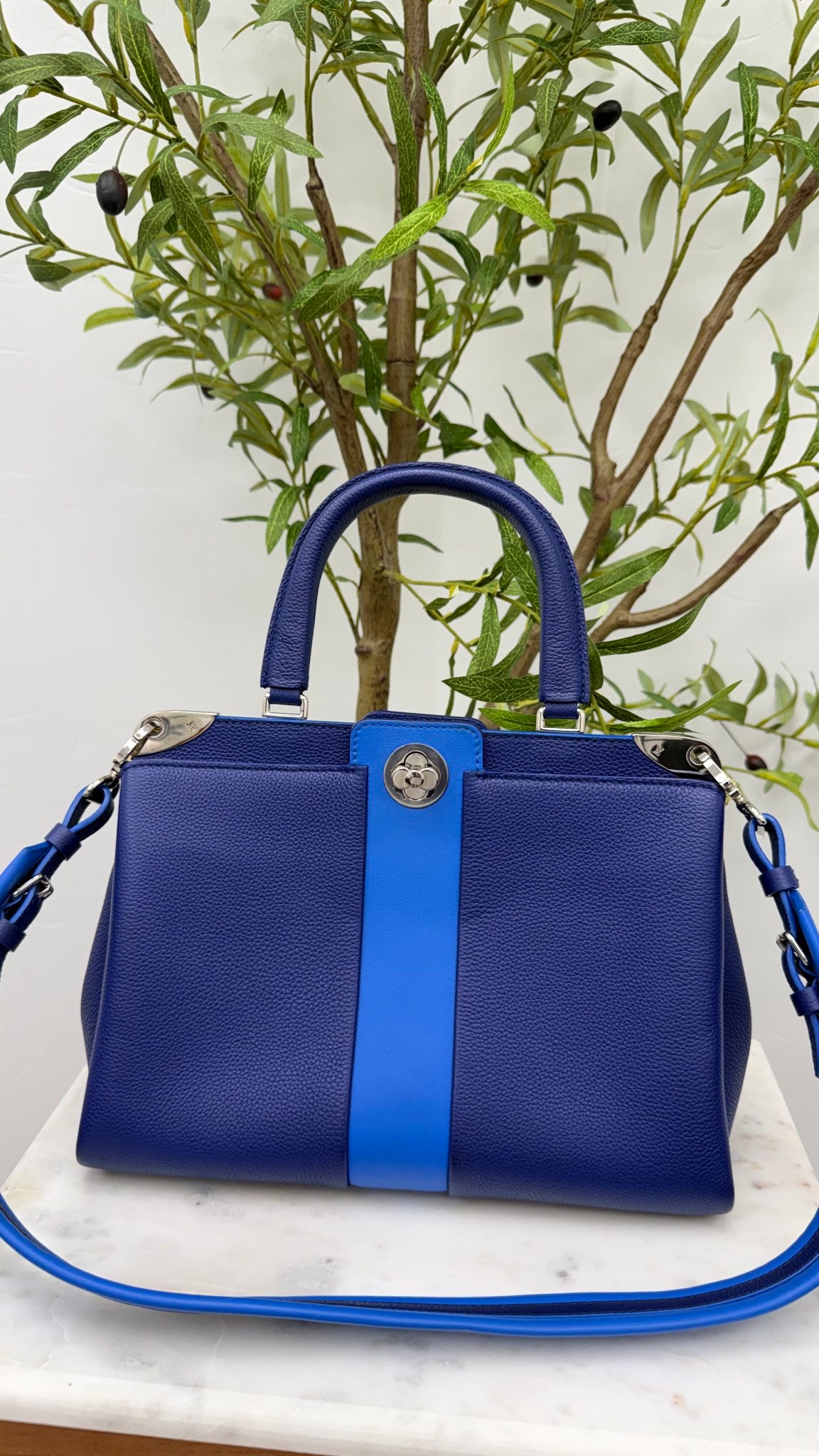 Louis Vuitton Blue Grained Leather Astrid 2Way Bag