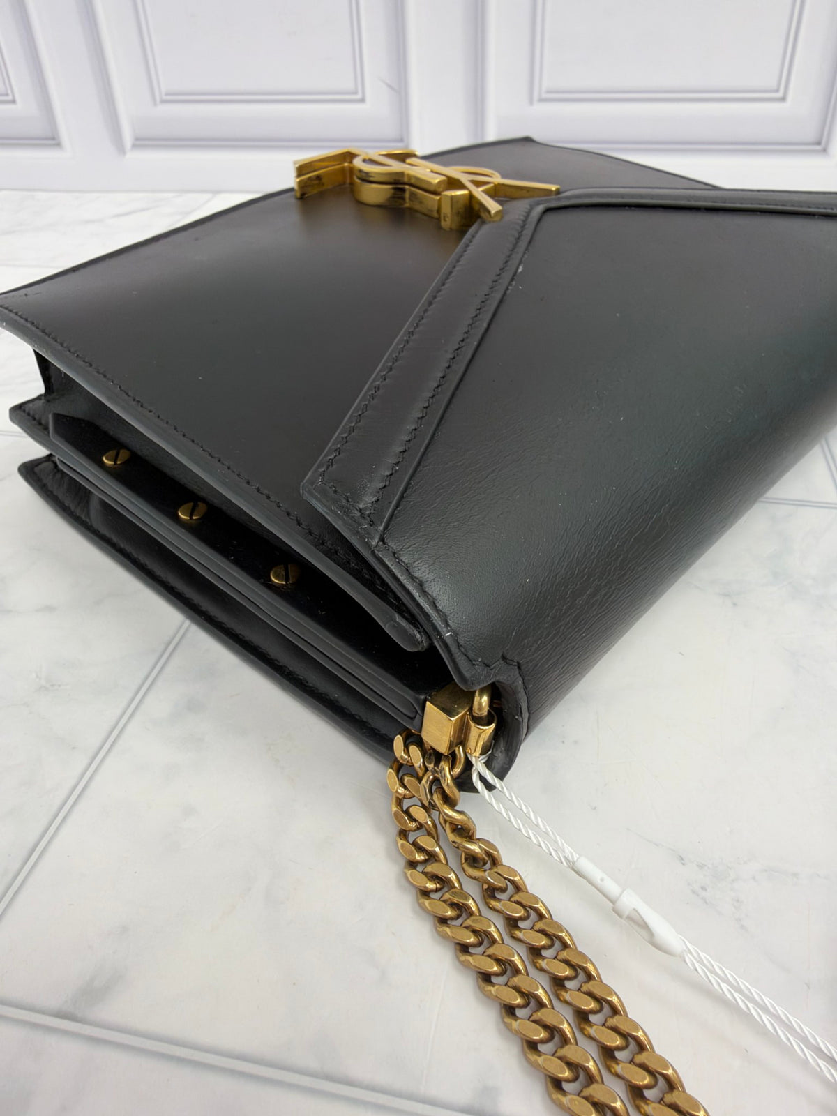 Saint Laurent YSL Black Leather Cassandra Chain Shoulder Bag