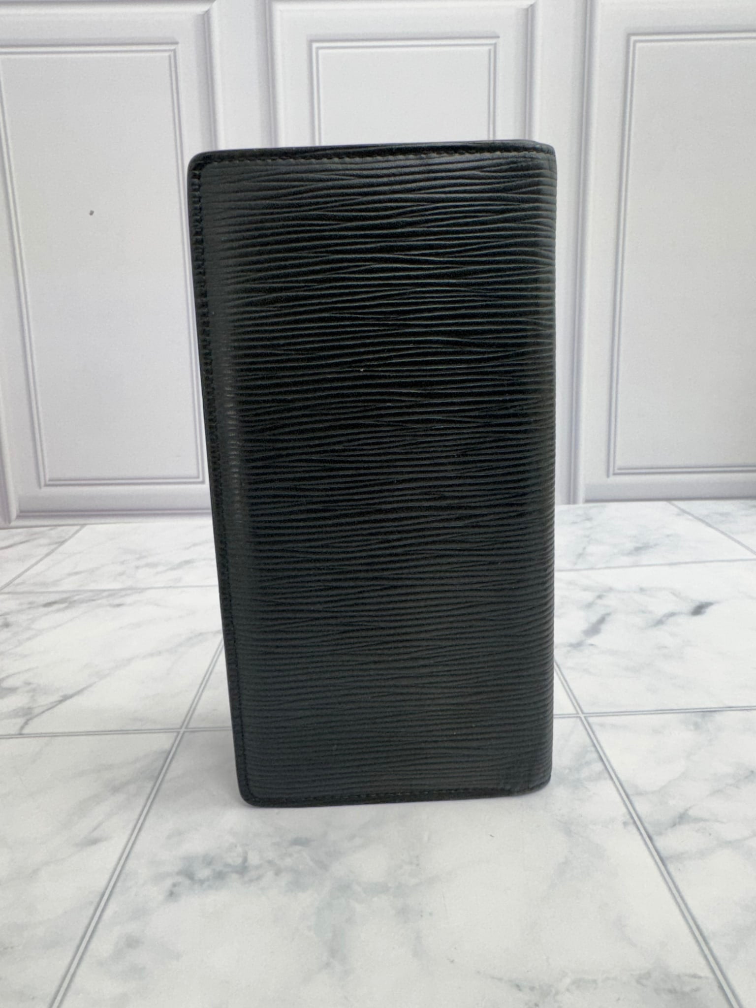 Louis Vuitton Black Epi Leather Giant Logo Brazza Wallet