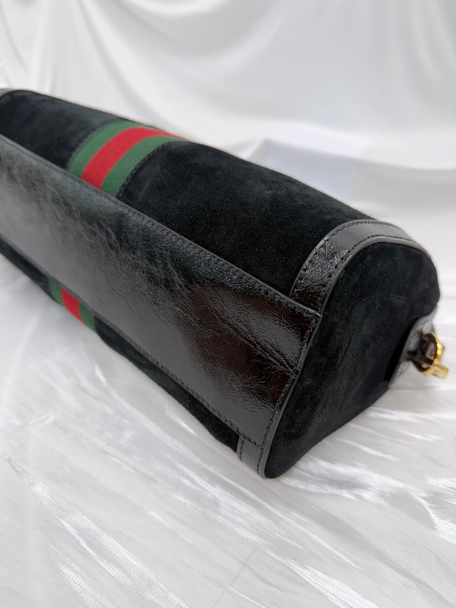 Gucci Black Suede Sherry Line Boston Bag