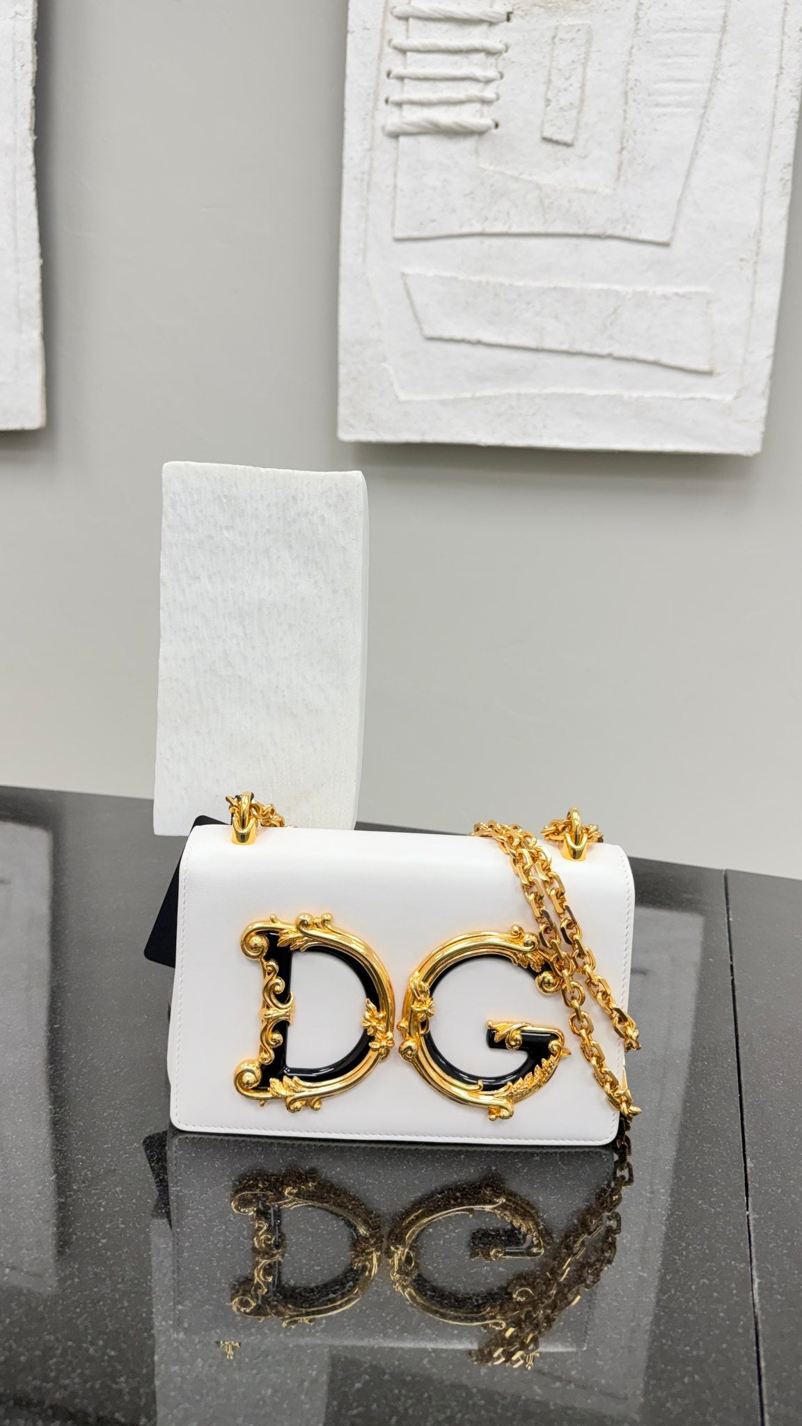 Dolce & Gabbana White Leather DG Girls Shoulder Bag 