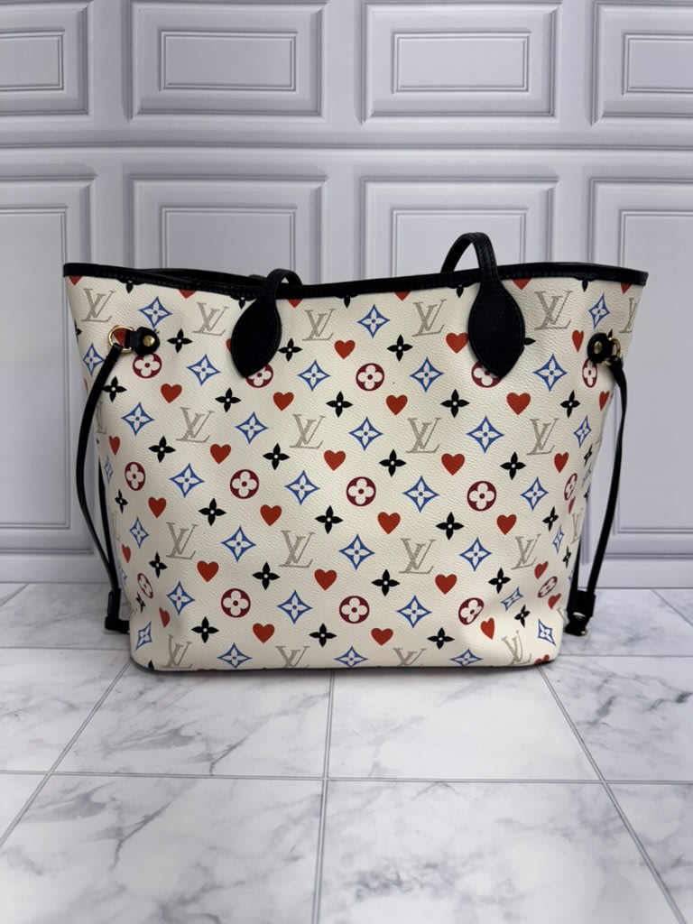 Louis Vuitton White Multicolor Game On Neverfull MM