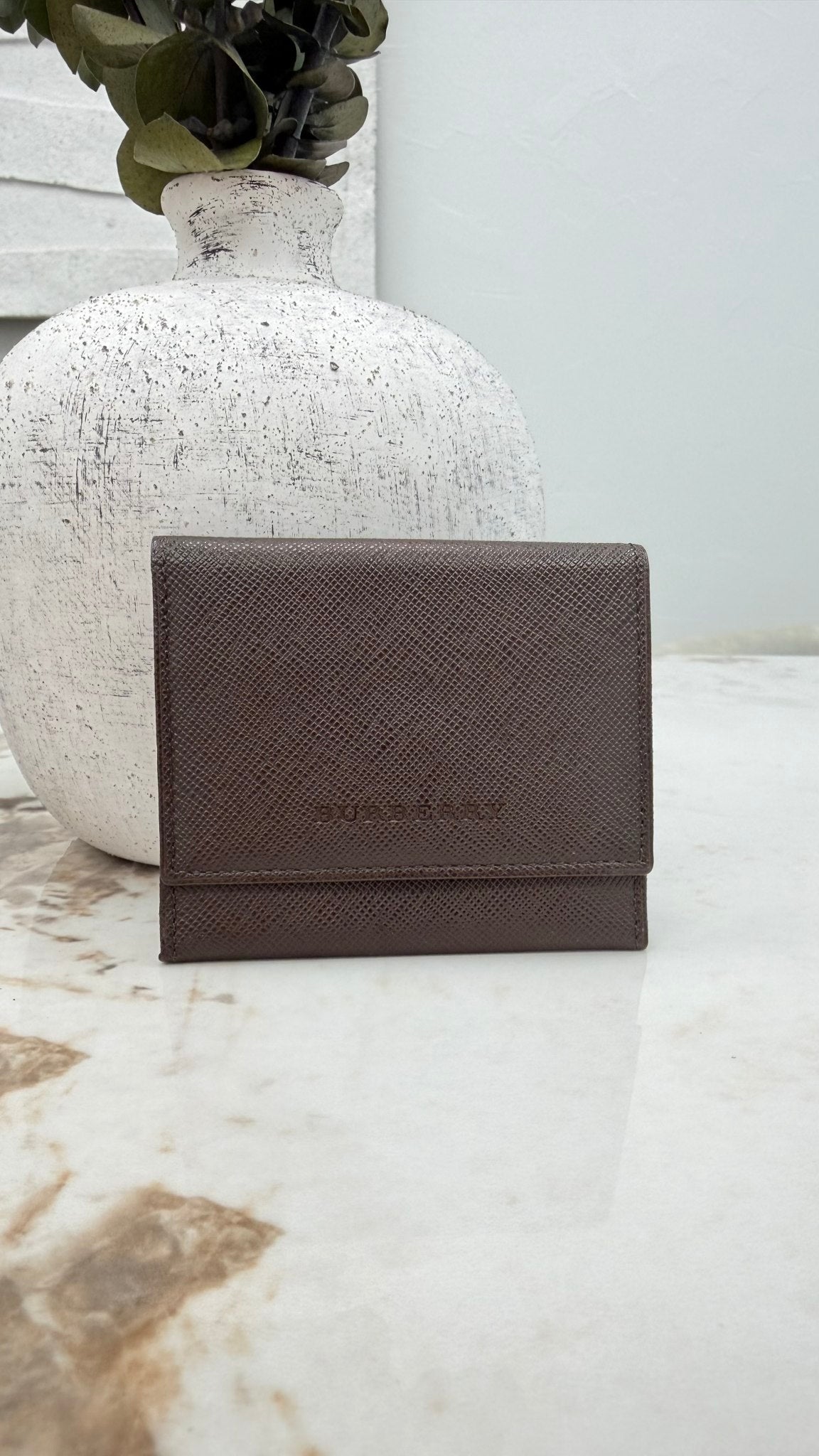 Burberry Brown Leather & Novacheck Coin Case