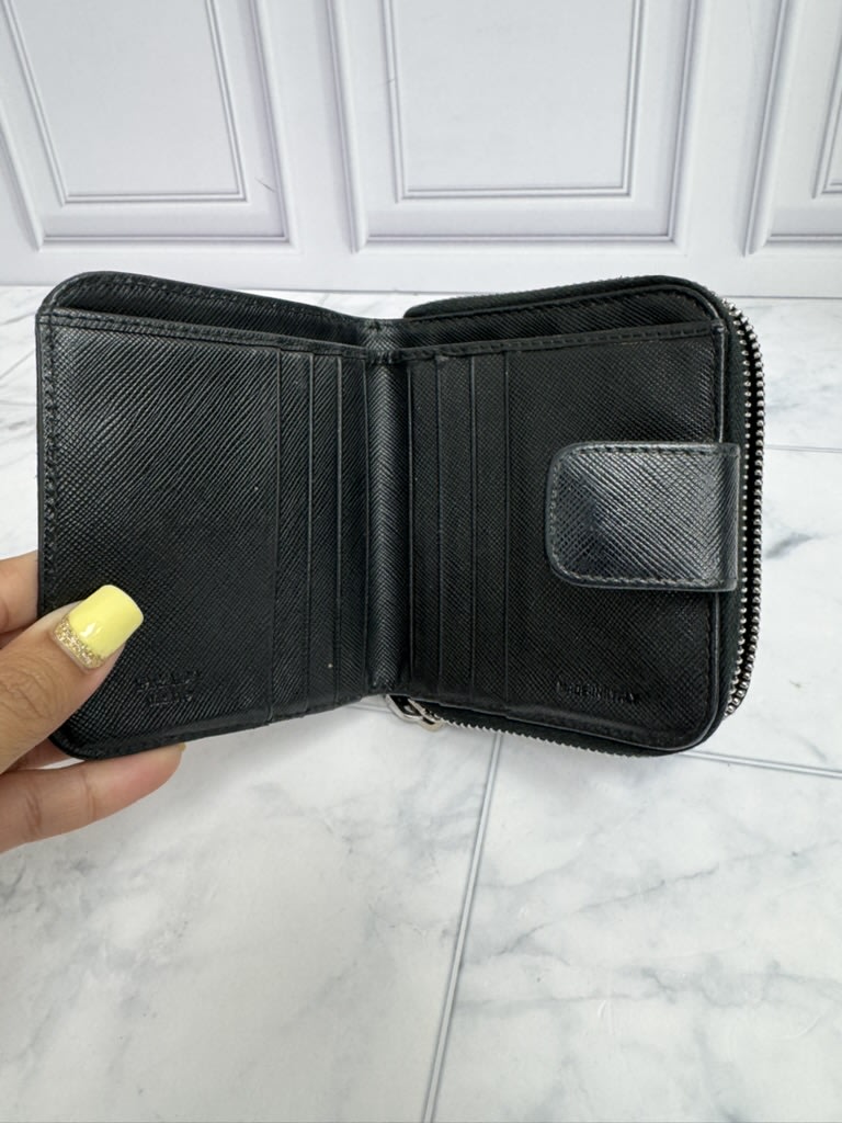 Prada Black Nylon Compact Zippy Wallet
