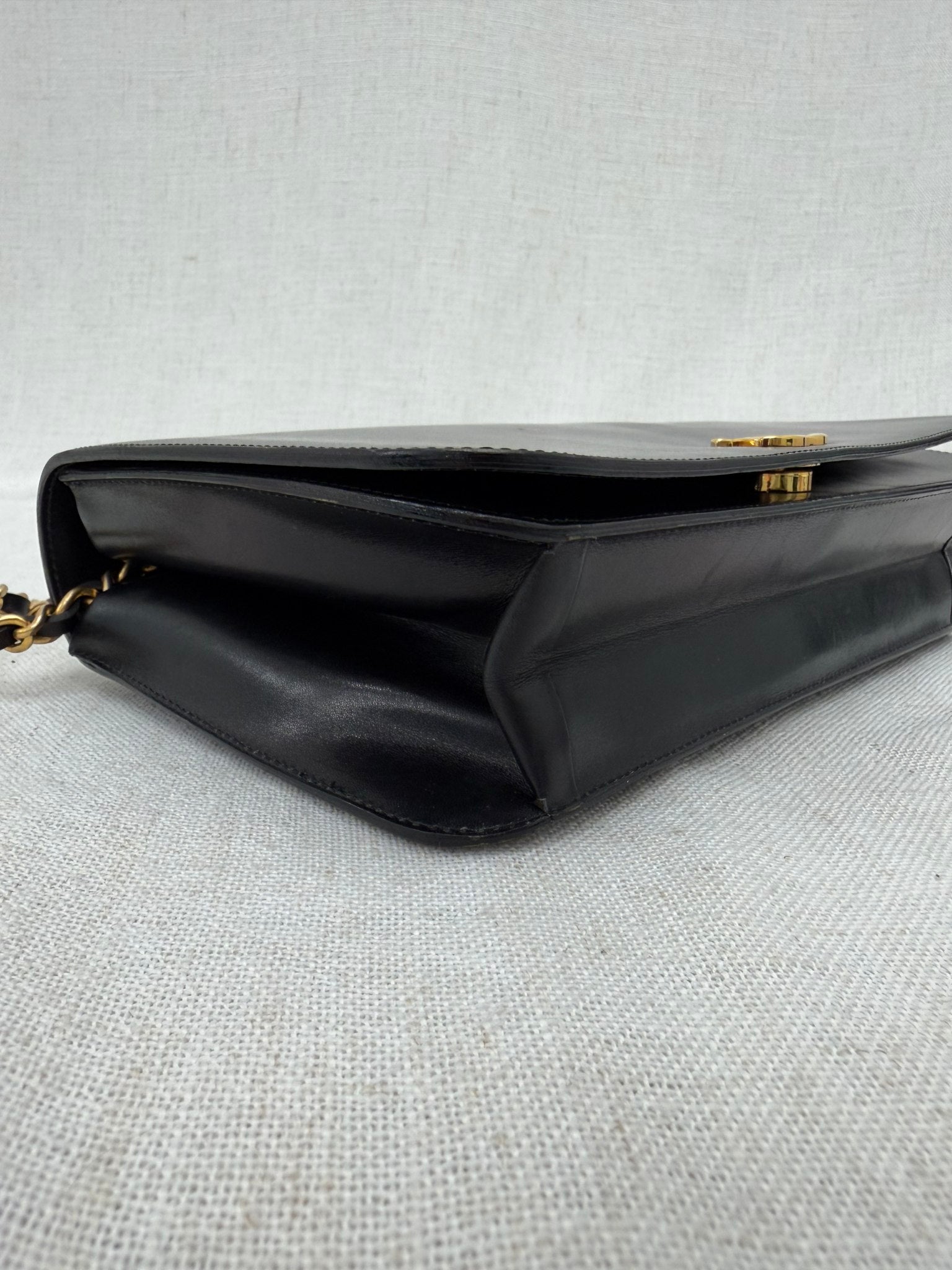 Chanel 24K & Black Box Leather Wallet on a Chain 