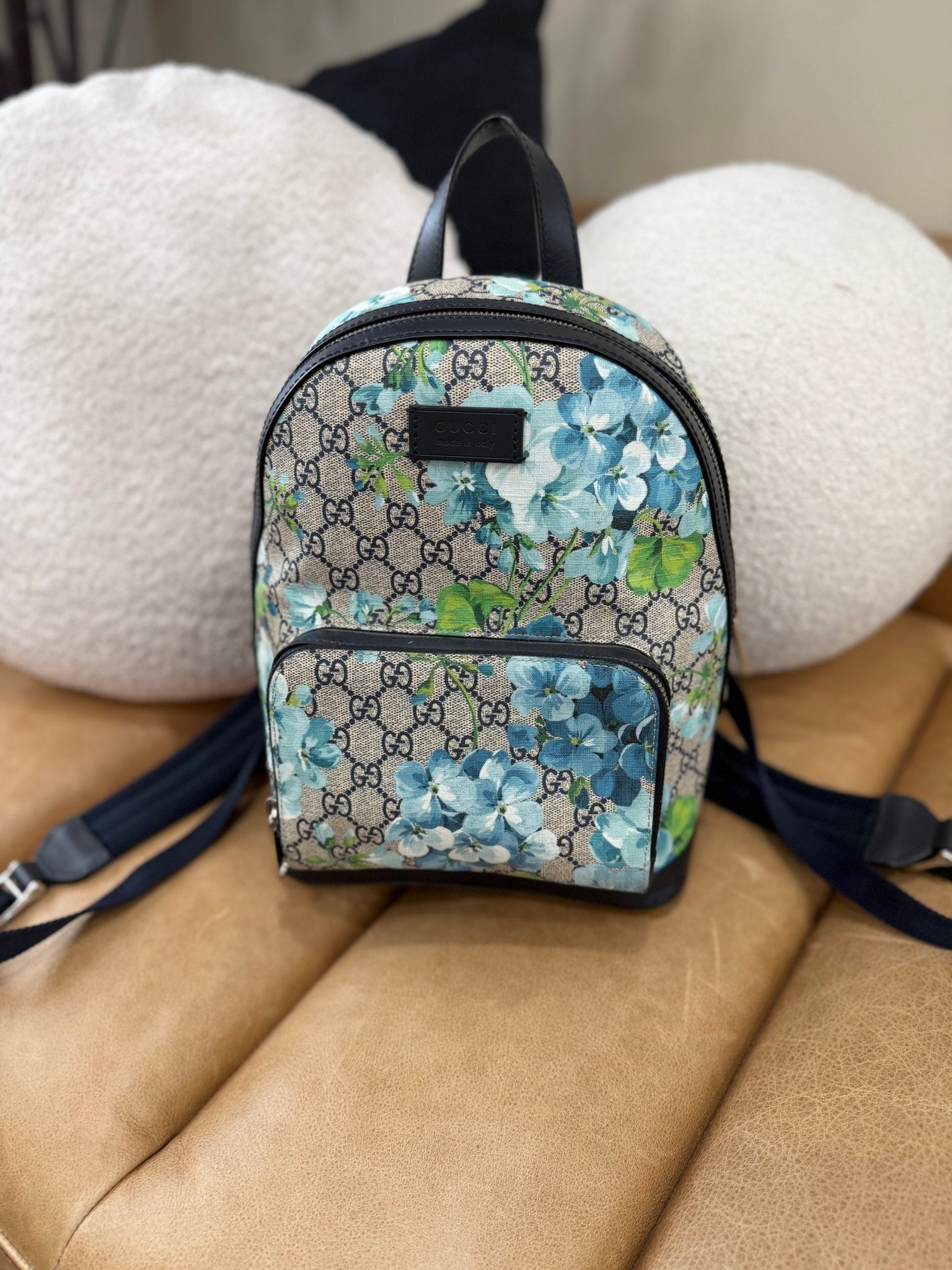 Gucci Blue Blooms Supreme Canvas Small Backpack