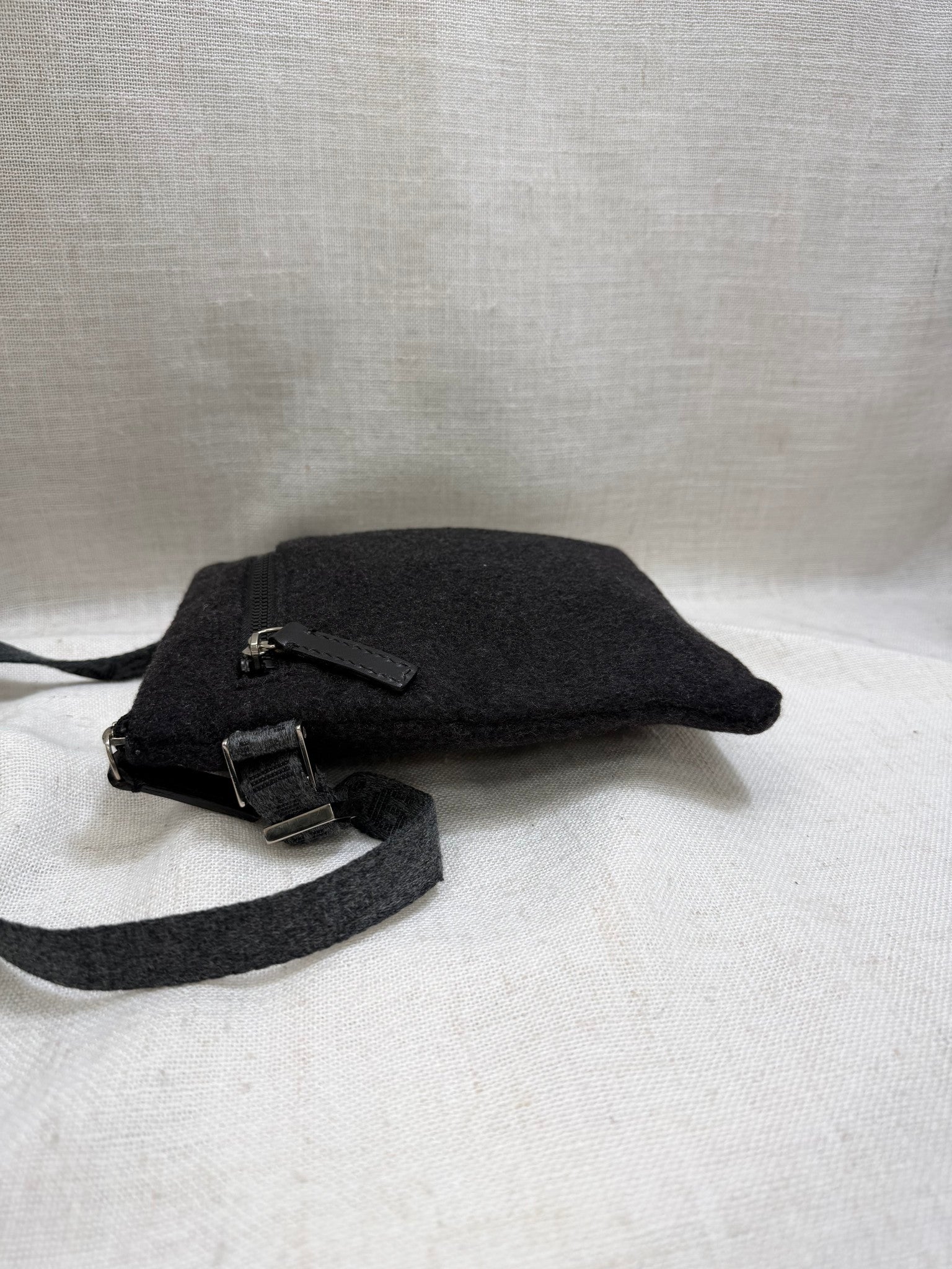Fendi Grey Wool Blend Belt Bag