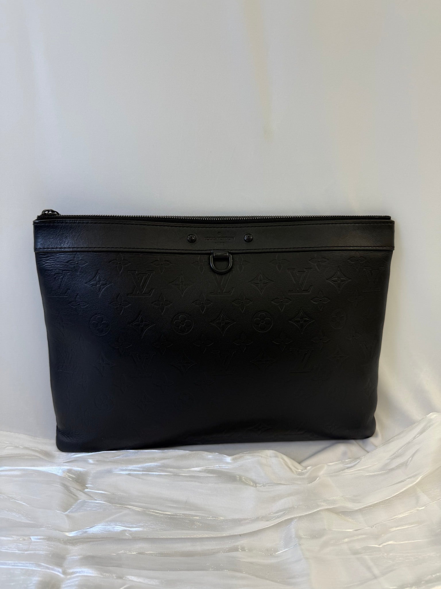 Louis Vuitton Black Leather Monogram Shadow Pochette