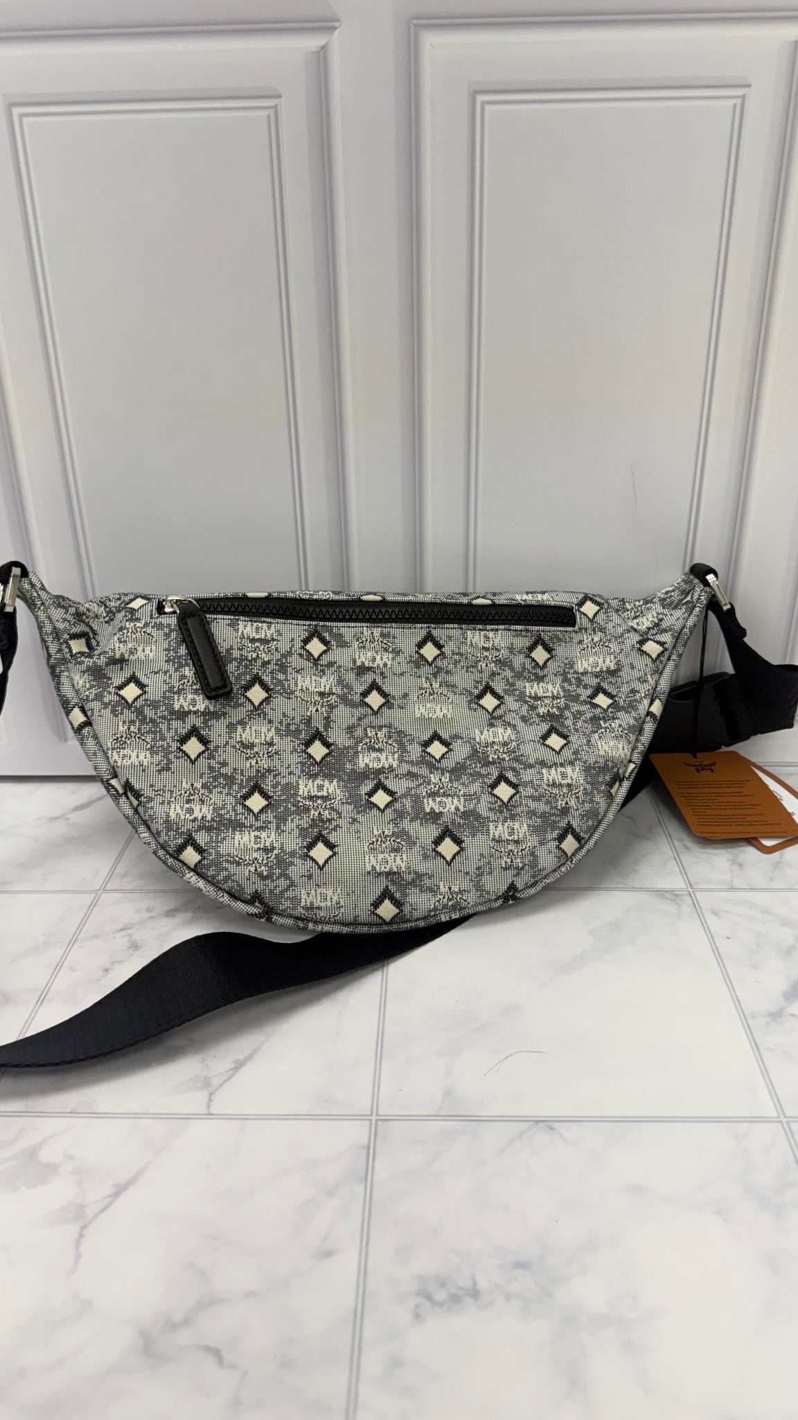BRAND NEW - MCM Black Denim Canvas Belt Bag 