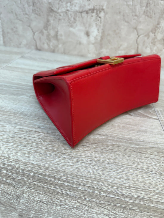 Balenciaga Red Calfskin Small Hourglass Top Handle Bag