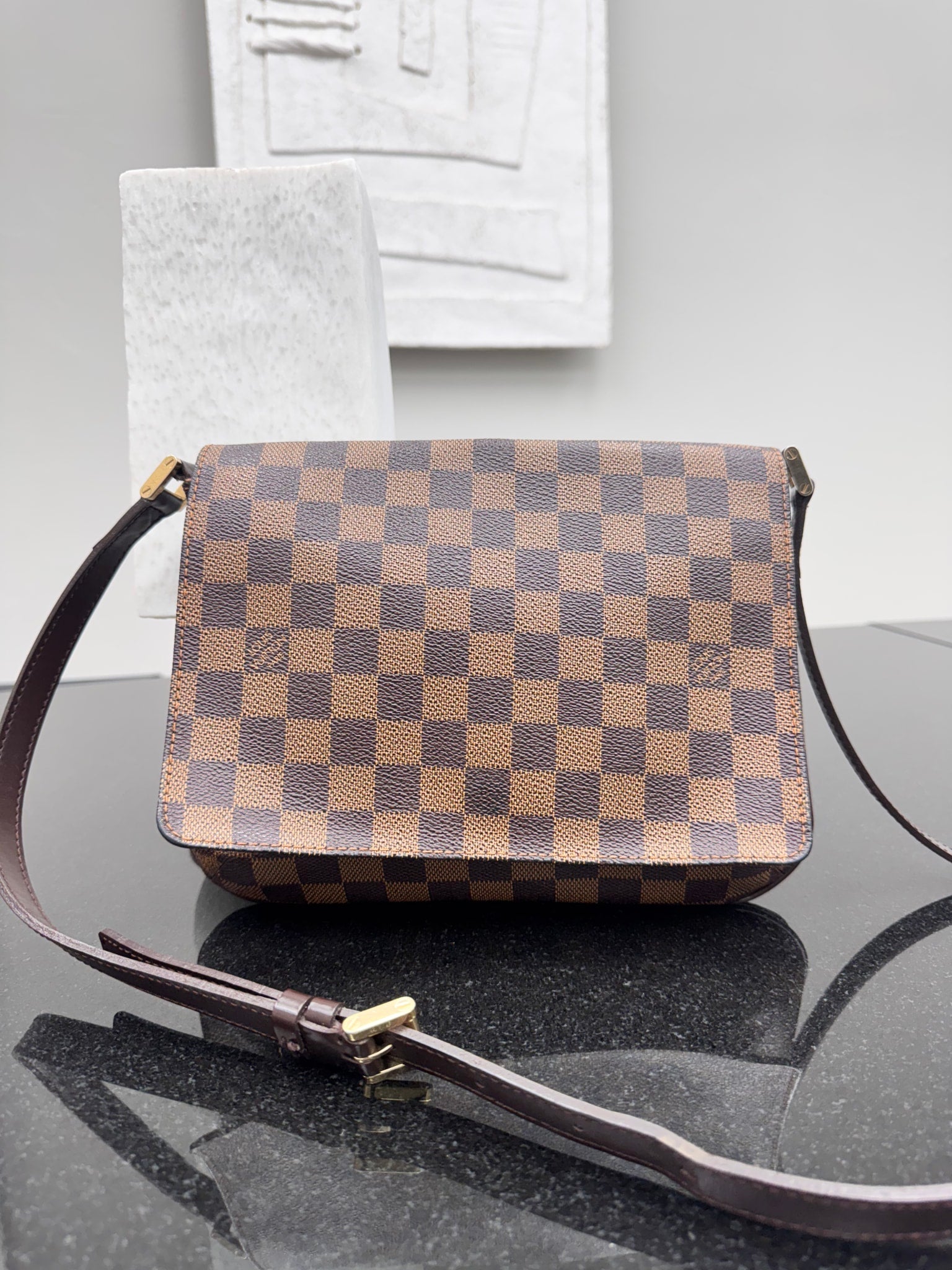 Louis Vuitton Damier Ebene Musette Tango Crossbody Bag