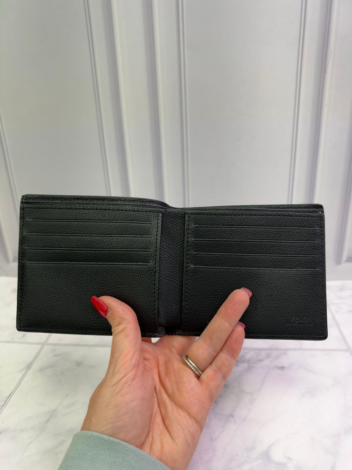 Fendi Blue Multicolor Leather Bifold Wallet 