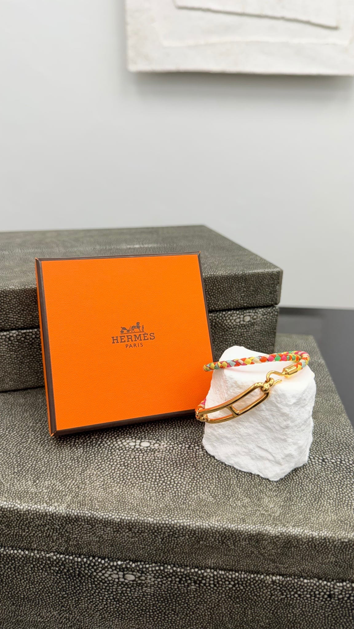 Hermes Multicolor Silk Roulis Double Tour Braided Bracelet