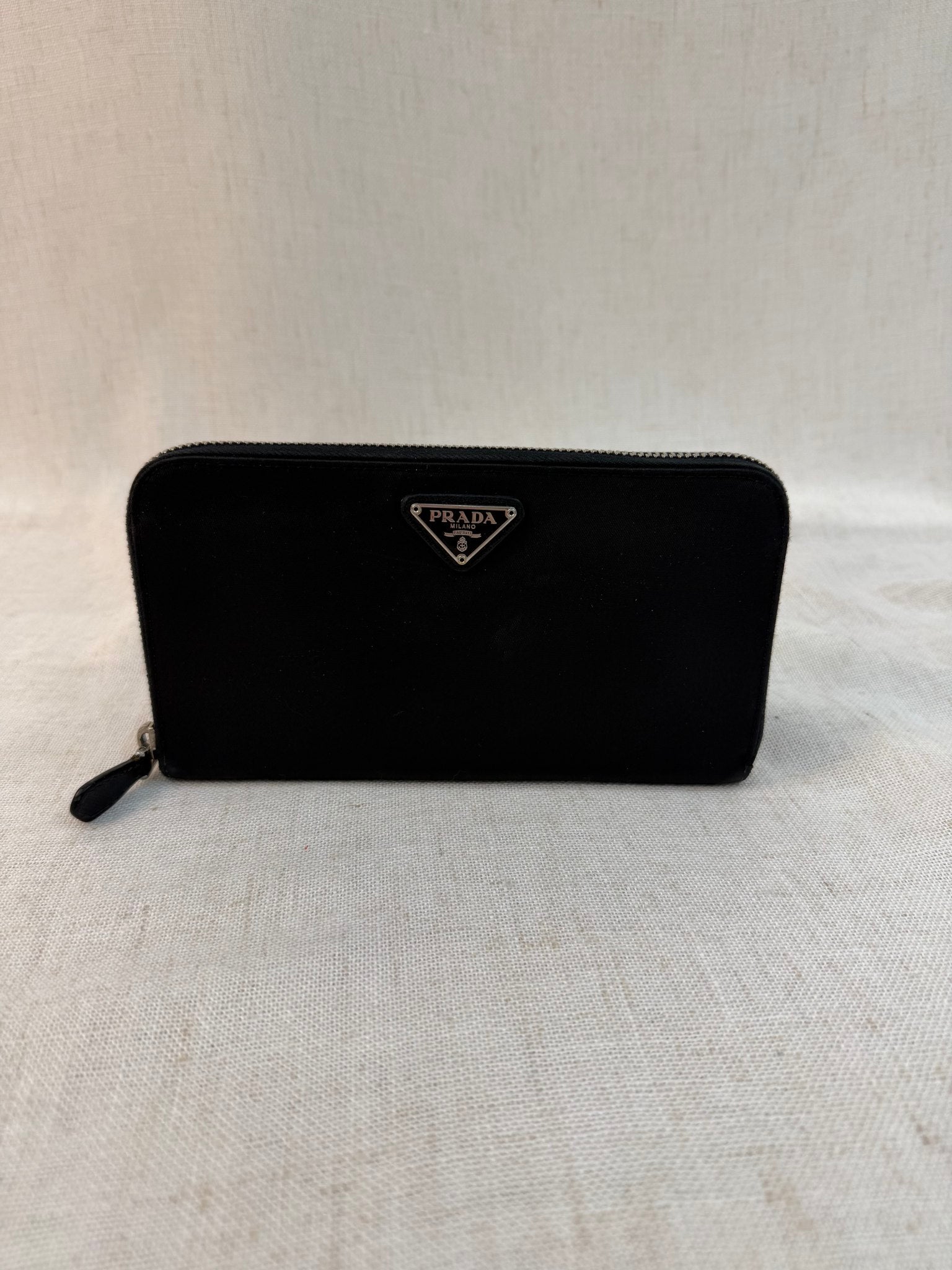 Prada Black Nylon Tessuto Zip Around Wallet