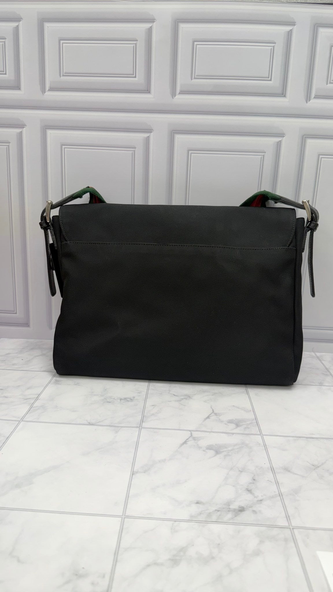 Gucci Black Techno Canvas Web Messenger Bag