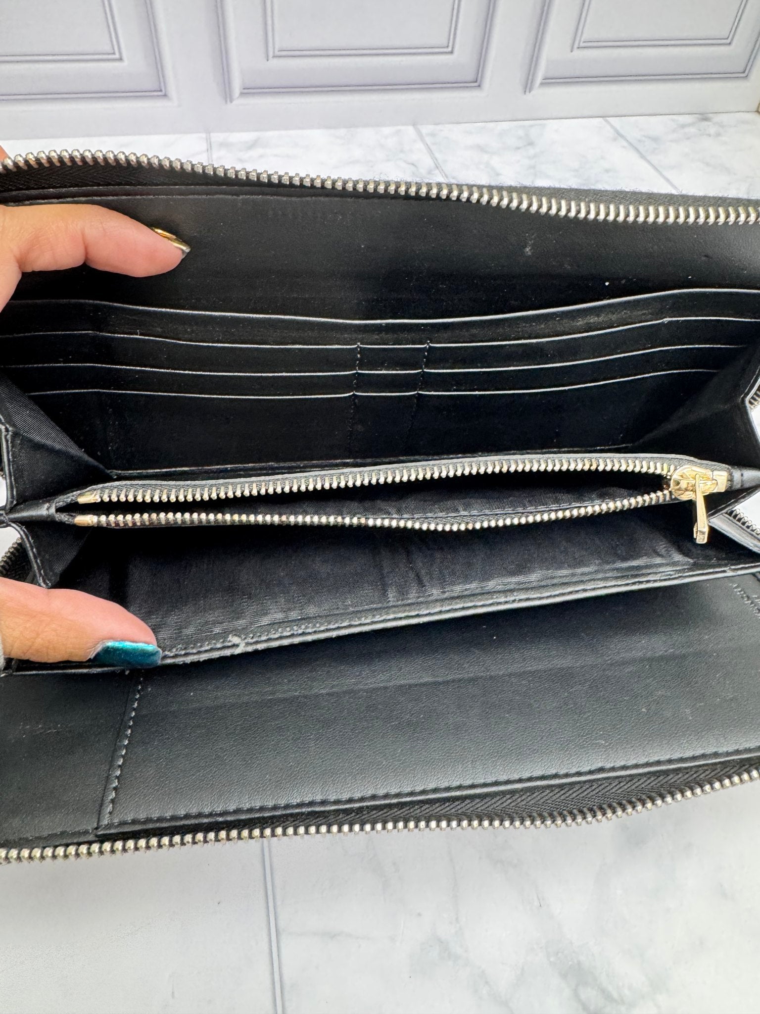 Givenchy Black Floral Coated Canvas Long Zippy Wallet
