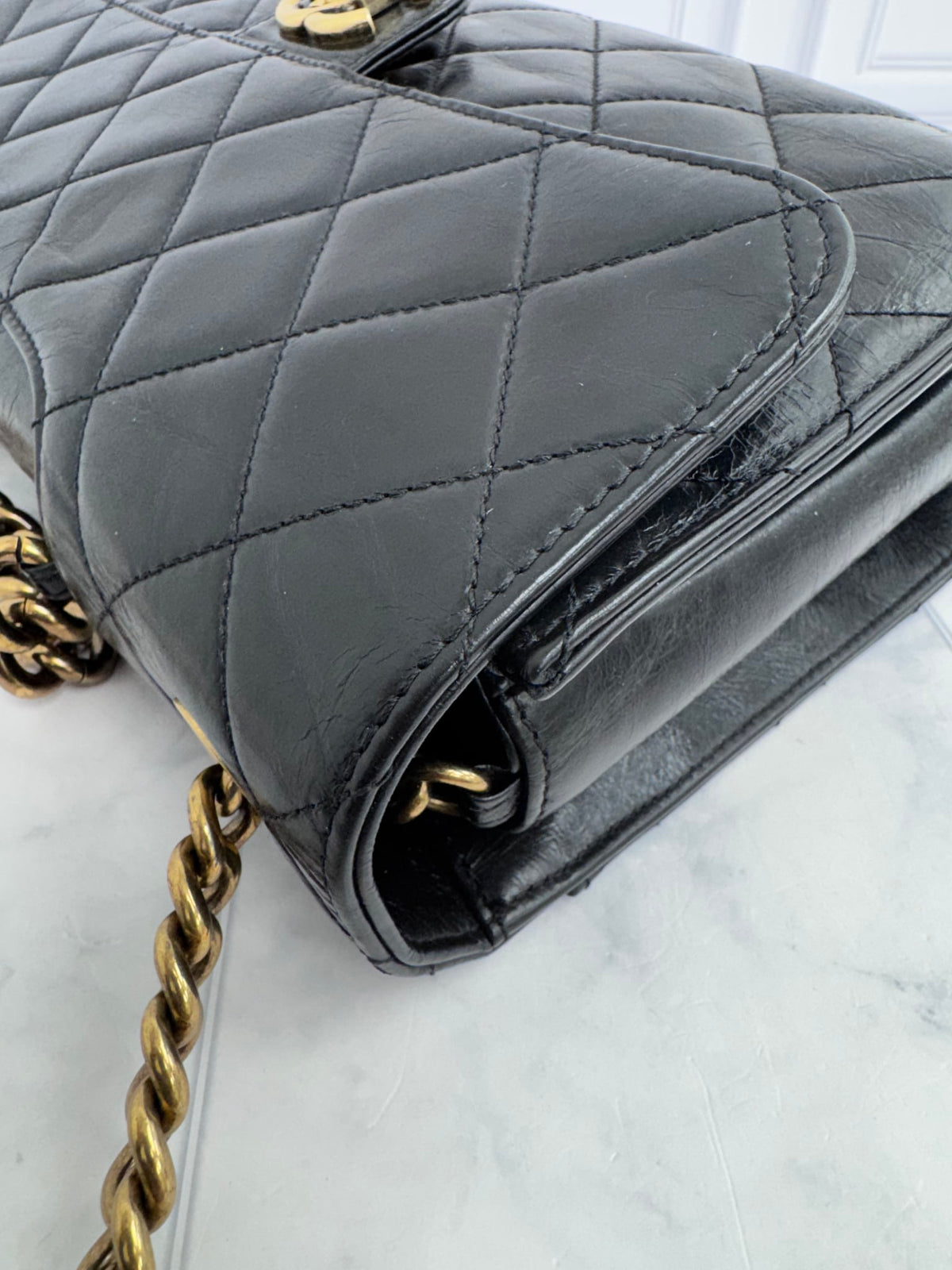 Chanel Black Quilted Calfskin Perfect Edge Large Flap Bag
