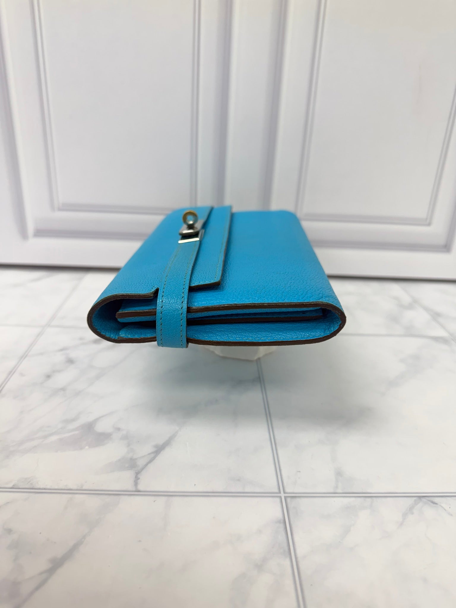 Hermes Bright Blue Epsom Leather Kelly Wallet