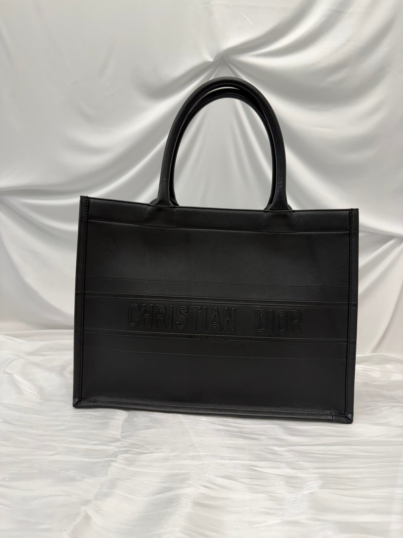 Christian Dior  Black Leather Medium Book Tote