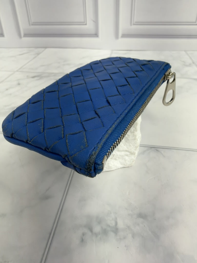 Bottega Veneta Blue Intrecciato Leather Coin Purse
