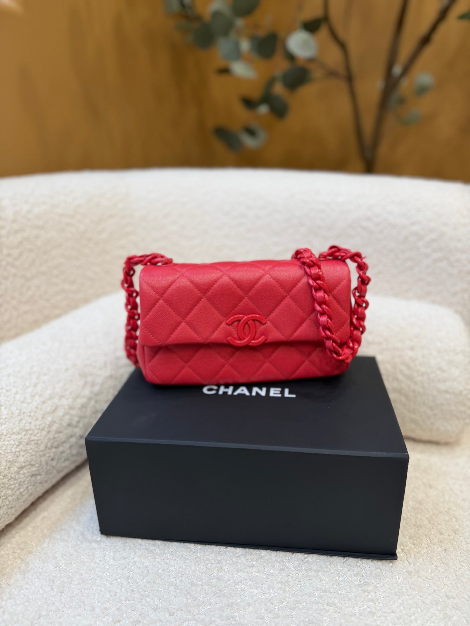 Chanel Coral Pink Caviar Leather My Everything Bag