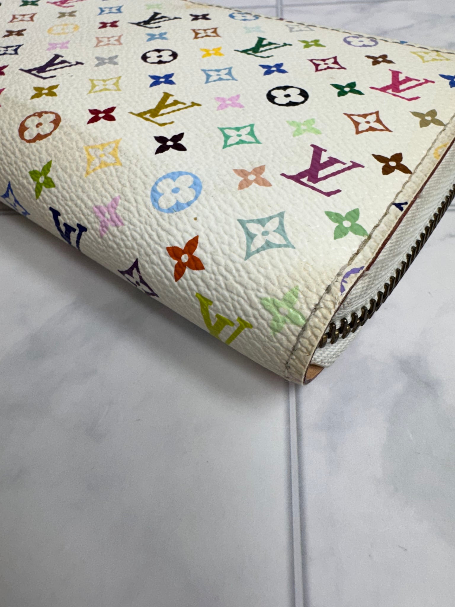 Louis Vuitton White Murakami Long Zippy Wallet