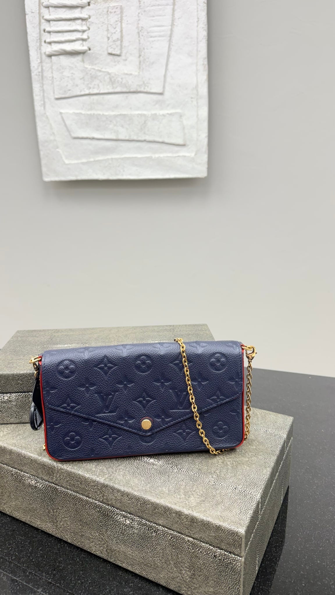 Louis Vuitton Navy Blue Monogram Empreinte Leather Pochette Felicie Crossbody