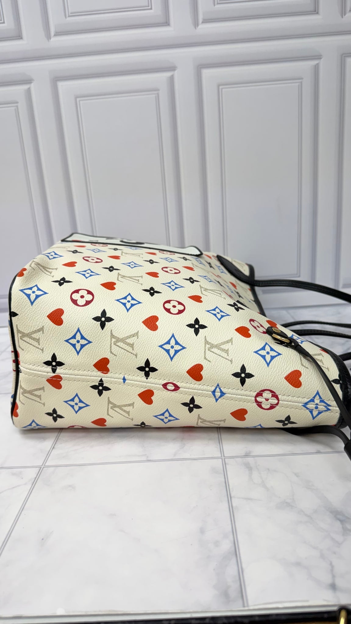 Louis Vuitton Cream Multicolor Monogram Game On Neverfull MM 