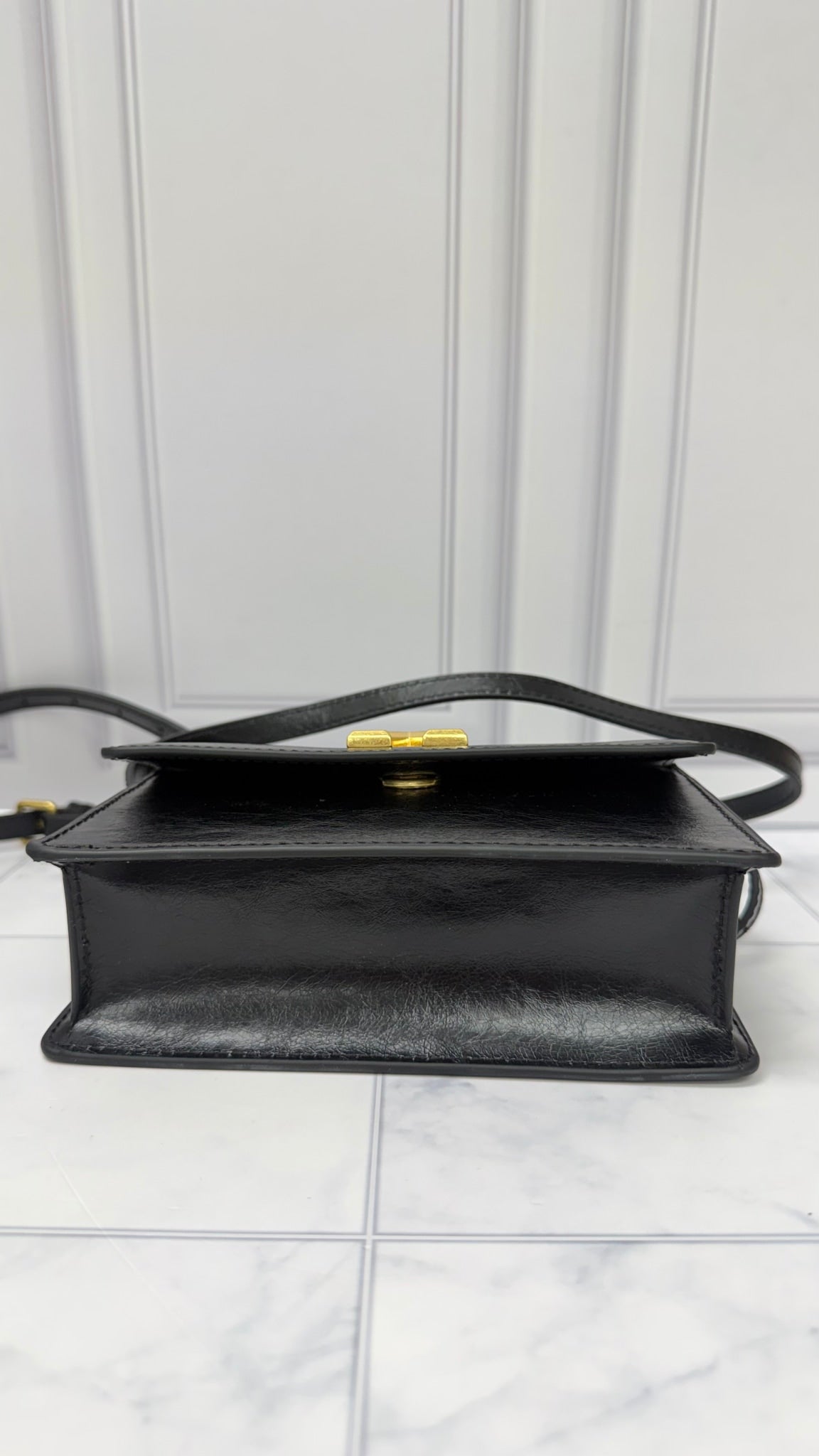 Off White Black Leather Crossbody 